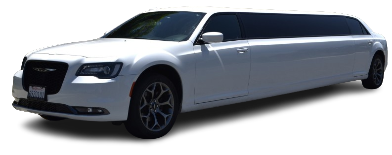 Chrysler White 300 Stretch Limousine luxury service in Bakersfield, perfect for weddings, proms, corporate events, airport transfers, and VIP occasions.
